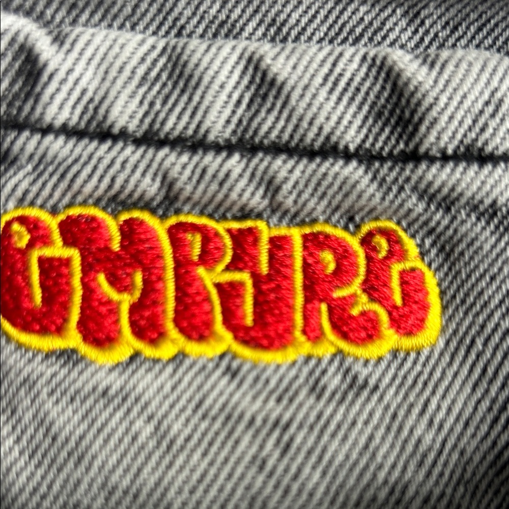 EMPYRE Gray Denim with Red and Yellow Embroidery